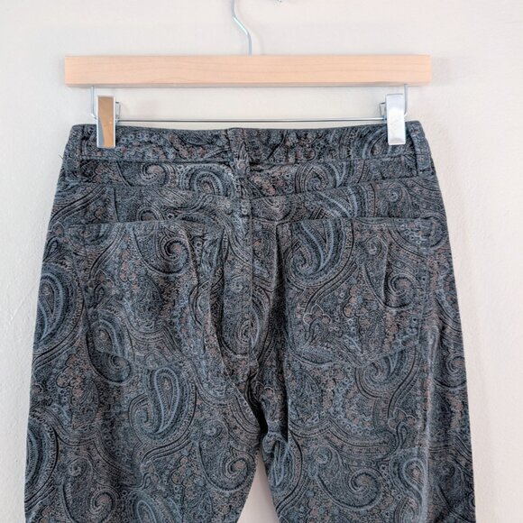 Vintage Gap Bootcut Stretch Paisley Velvet Pants 4 Whimsigoth Bohemian Low-Rise - Picture 3 of 12